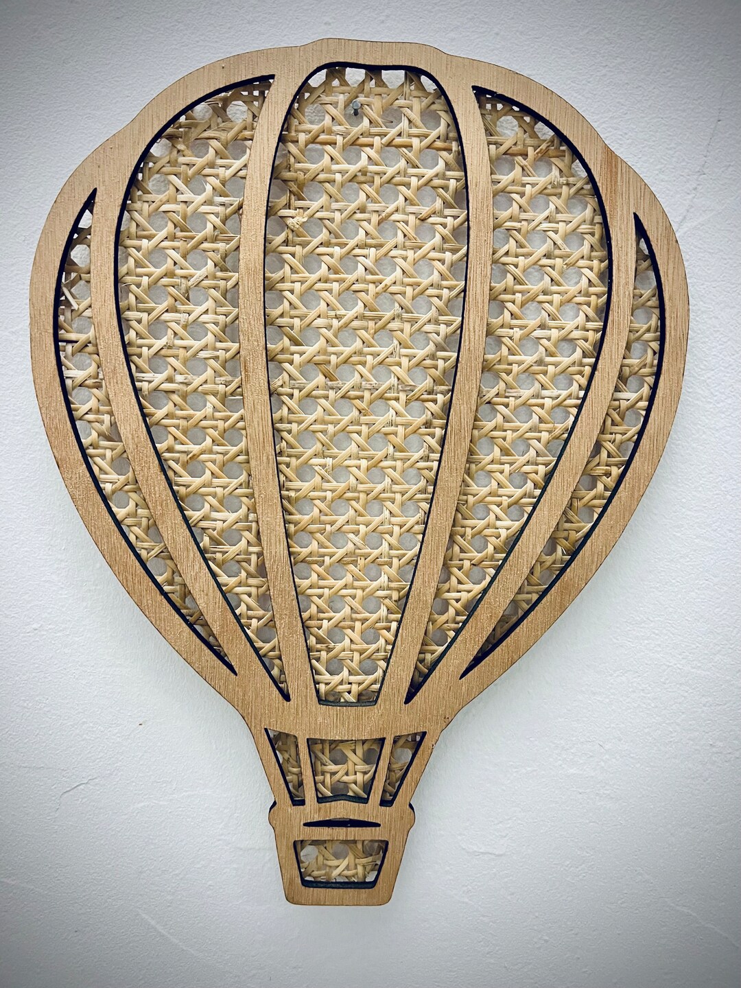 Wooden Hot Air Balloon With Real Rattan Background Wall Etsy
