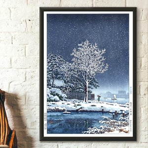 Sumidagawa Suijin Bosque Tsuchiya Koitsu Impresión Ukiyo-e Cartel Período Edo Impresión japonesa Koitsu Cartel Japón Arte de la pared