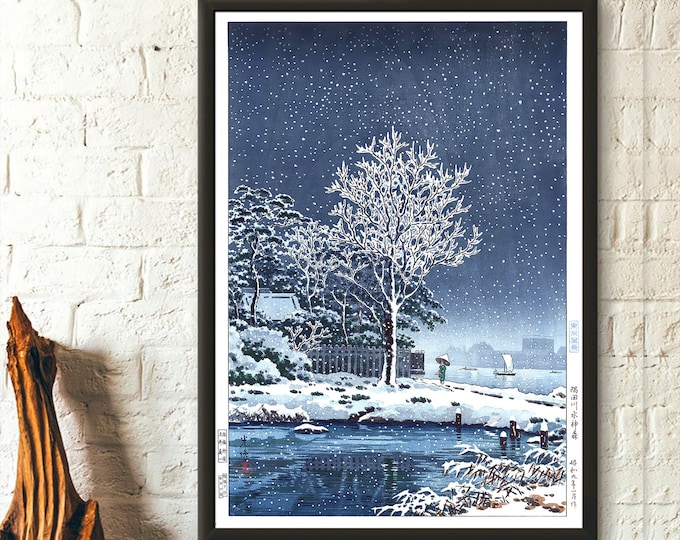 Sumidagawa Suijin Forest Tsuchiya Koitsu Print Ukiyo-e Poster Edo Period Japanese Print Koitsu Poster Japan Wall Art