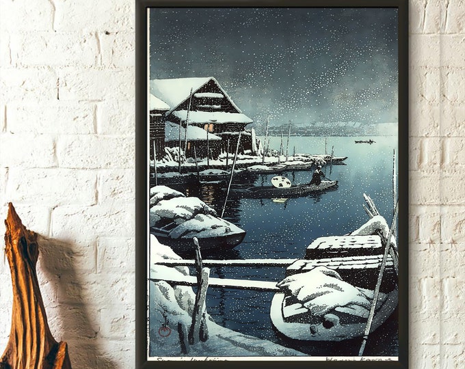 Snow in Mukojima 1931 Print  Kawase Hasui Ukiyo-e Wall Art  Premium Quality Poster