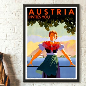 Austria Travel Print - Vintage Travel Print Austria Poster Travel Wall Art Austrian Print Vintage Austria Travel Decor Birthday Gift Idea