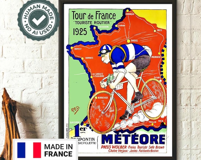 Tour de France Print 1925 Tour De France Poster Vintage Bicycle Poster Sport Poster Cycling Poster Tour De France Map Birthday