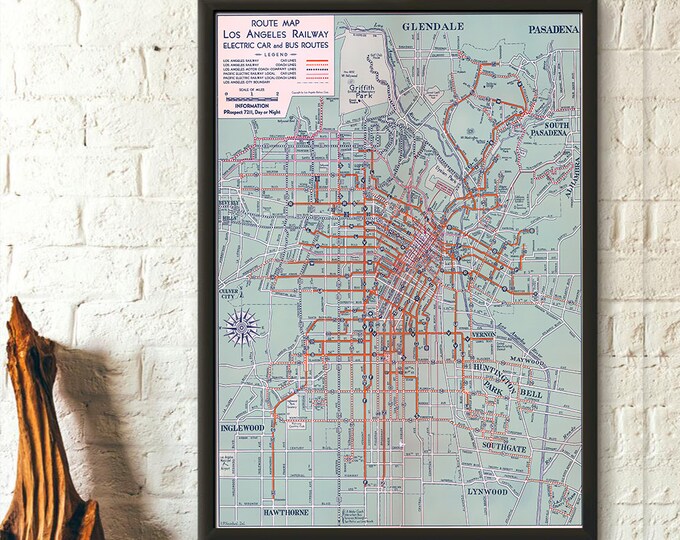 1934 Los Angeles Map - Historic Railway  Bus Routes