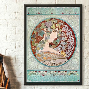 Lámina de Alphonse Mucha "Hiedra" (1901): Arte mural Art Nouveau, idea de regalo para decoración del hogar