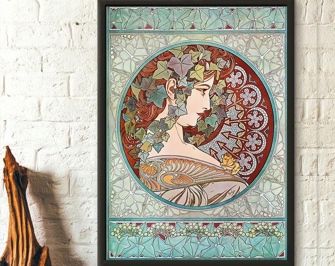 Ivy 1901 Alphonse Mucha Print - Alphonse Mucha Poster Art Nouveau Poster Mucha Wall Art Art Nouveau Wall Art Housewarming Gift Idea Birthday