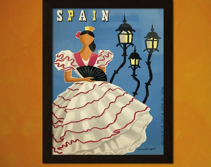 Spain Travel Poster - Travel Vintage Travel Print Travel Home Decorating Spanish Print Vintage Spain Poster  t House Warming gift Wall Art