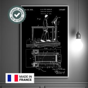 Póster de patente de cinta de correr del año 1933 para arte mural - Póster de deporte para arte mural de gimnasio Póster de patente de accesorios de gimnasio Arte mural de patente de máquina de ejercicio vintage
