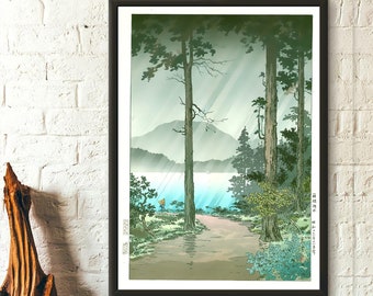 Rain at Lake Hakone - Tsuchiya KoitsuPrint Print Ukiyo-e Poster Japanese Print Koitsu Poster Japan Wall Art Birthday Gift Idea Housewarming