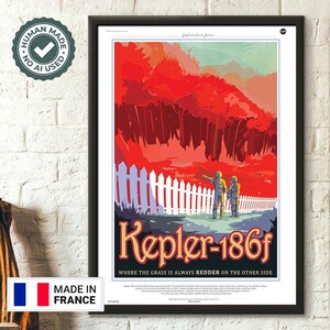 Impresiones de ciencia ficción, póster espacial, futuro, NASA, planeta Kepler-186f - Póster vintage de ciencia ficción, póster de Kepler, póster icónico, idea de regalo para inauguración de la casa, cumpleaños