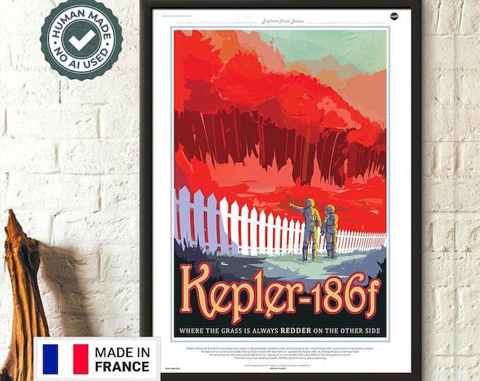 Kepler-186f Planet Poster: Vintage Sci-Fi Space Print