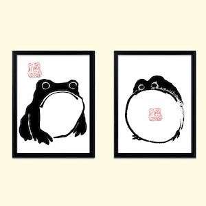 Set of 2 Prints - Frog Prints - Japanese Art Print - Living Room Prints Art Reproduction Wall Art