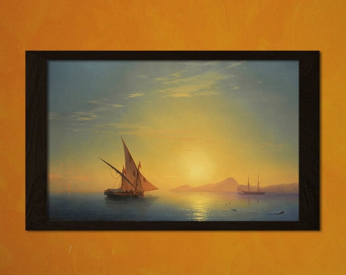Sunset Over Ischia Art Print  Aivazovsky 1857  Retro Fine Art Home Decor