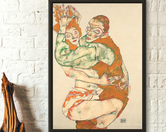 Premium Quality Poster: Egon Schiele Print "Lovemaking" 1915 Fine Art Print Giclee Prints Schiele Poster Schiele Wall Art Schiele Poster