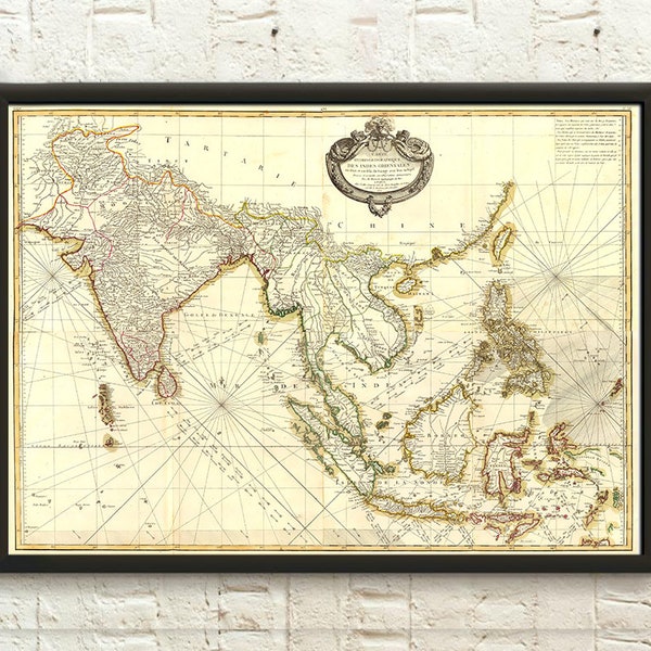 Old Map of South East Asia Old map Art Map Of Asia Wall Art