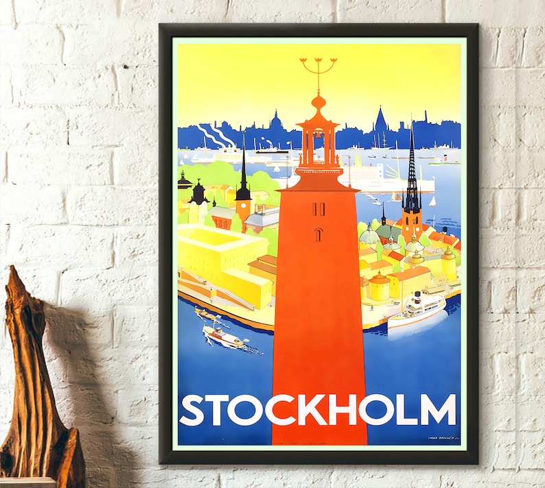 Sweden Travel Print Stockholm Travel Poster Travel Wall Art Etsy
