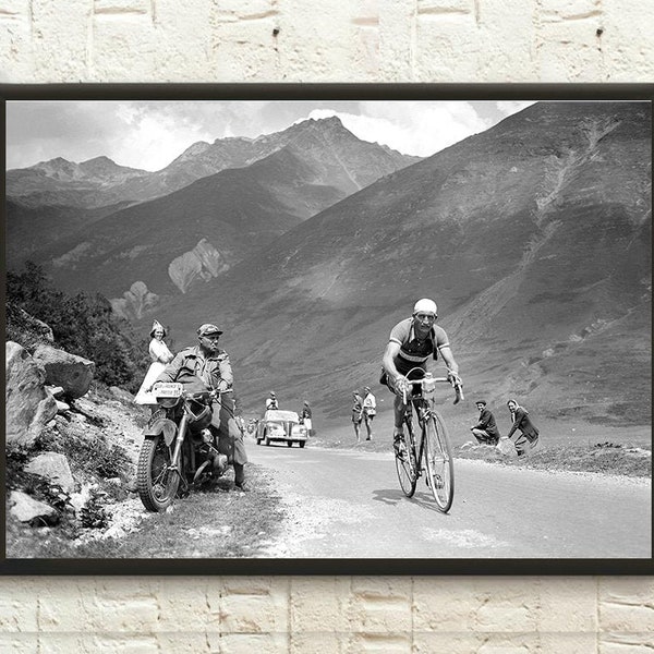 Tour de France 1950 fotografie print-Gino Bartali poster Tour de France poster fietsen decor fiets poster fiets muur kunst cadeau idee