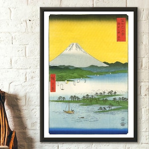 Impresión de arte mural Ukiyo-e del Monte Fuji, arte japonés de Hiroshige, decoración del período Edo