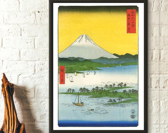 Mount Fuji Ukiyo-e Wall Art Print  Hiroshige Japanese Art  Edo Period Decor