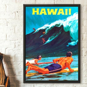 Hawaii Travel Print 1958 - Vintage Travel Poster Hawaii Poster Hawaii Print Travel Wall Art Travel Decor Gift Idea Travel Decor