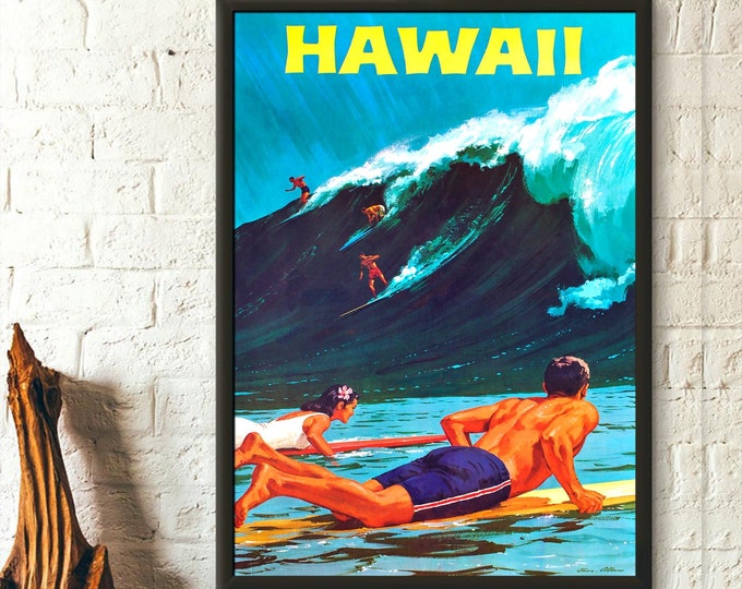 Vintage Hawaii Travel Poster Wall Art Print - Retro 1958 Decor for Home