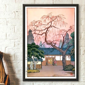 Cherry Blossoms Japanese Art Print - Woodblock Ukiyo-e Edo Period Asian Wall Decor Antique Japan Decor