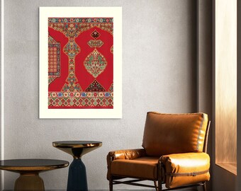 Vintage Arabesque Flower Poster - Antique Botanical Wall Art Exotic Arabic Print Elegant Oriental Decor