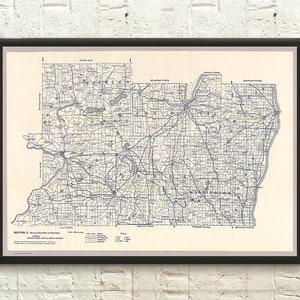1897 Wisconsin fietsroutekaart vintage fietsen sport poster kunst aan de muur decor cadeau-idee