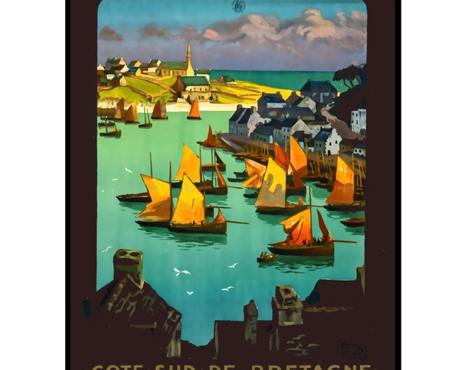Brittany France Vintage Travel Poster: Audierne Wall Art