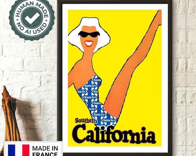 Vintage 1950s California Travel Poster: Santa Fe Art Print