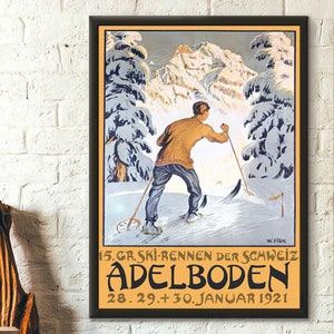 Impresión de viaje de Adelboden, Suiza, 1921: póster vintage suizo, arte mural, decoración de viaje única, idea de regalo