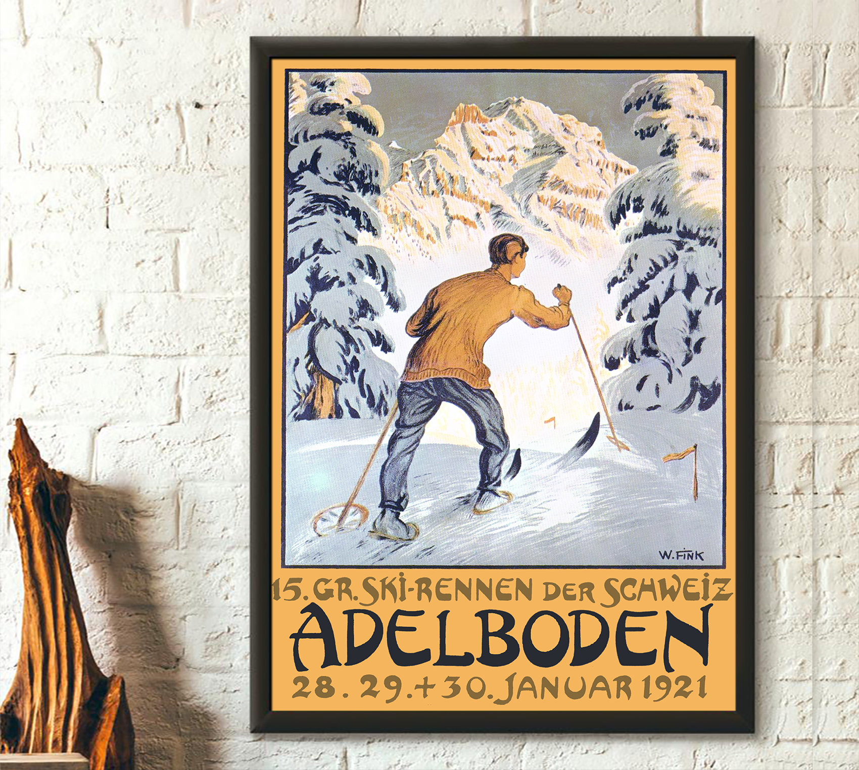 WALLIS SWITZERLAND Skiing Travel Art Old Poster A3 A4 Size