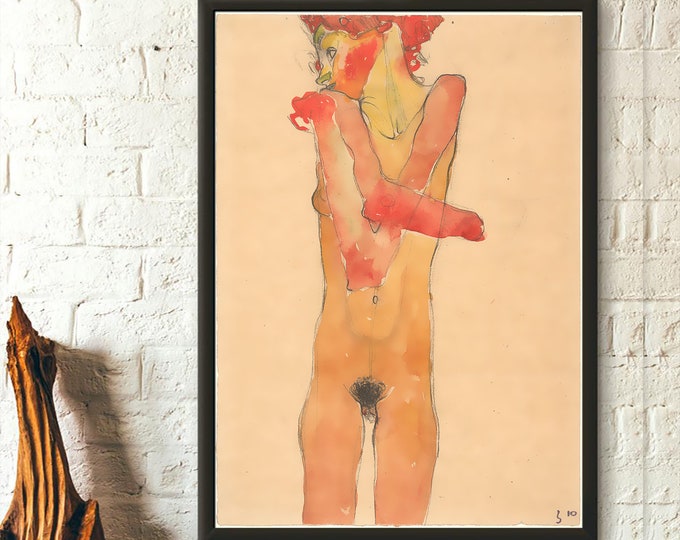 Girl Nude With Folded Arms 1910 - Egon Schiele Print Schiele Art Print Schiele Poster Art Reproduction Birthday Gift Idea Housewarming