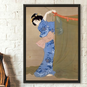 Luciérnaga 1913 - Impresión de Uemura Shoen, póster ukiyo, impresión de arte japonés, arte mural japonés, idea de regalo, arte mural japonés, arte mural de mujer japonesa