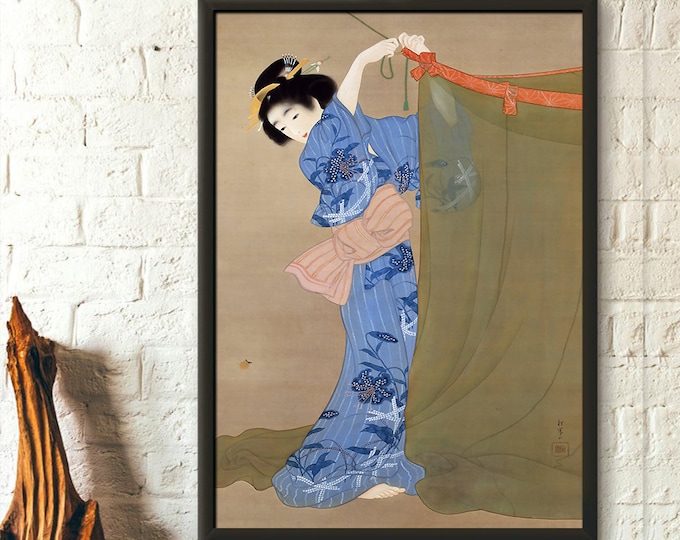 Firefly 1913 - Uemura Shoen Print Ukiyo Poster Japanese Art Print Japanese Wall Art Gift Idea Japanese Wall Art Japanese Woman Wall Art