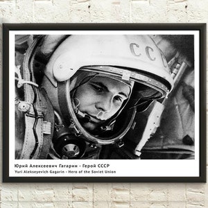 Póster de calidad superior: póster de exploración espacial soviética de Yuri Gagarin, impresión del primer hombre en la Tierra, arte mural comunista