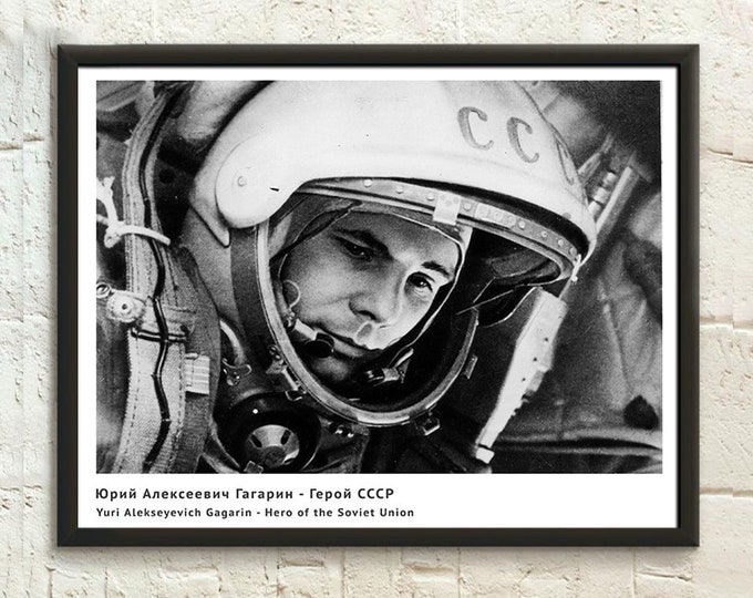 Premium Quality Poster: Yuri Gagarin Soviet Space Exploration Poster 1st Man on Earth Print Communist Wall Art