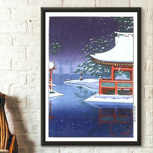Miyajima dans la neige qui tombe 1936 Tsuchiya Koitsu impression affiche ukiyoe période Edo impression japonaise affiche koitsu art du japon art japonais