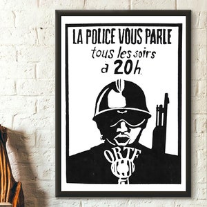 Cartel de Mai 68 La Police Vous Parle tous les soirs à 20 heures Cartel de protesta francesa Revolución Impresión Cartel antipolicial Cartel de anarquía