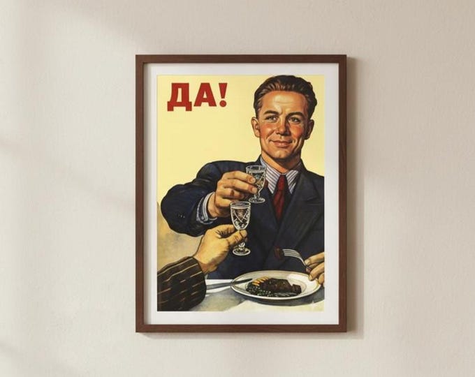 Yes to Vodka Cold War Wall Art Russian Decor Alcohol Decor Kitchen poster