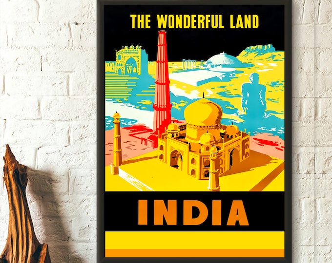 Vintage India Travel Print 1958 - Vintage Travel Poster Travel Wall Art India Poster Travel Decor New Delhi Gift Idea - Living Room Prints