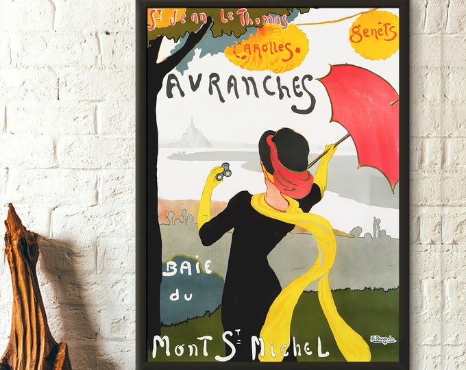 Vintage Avranches Mont St Michel Travel Poster  Premium Quality French Home Décor