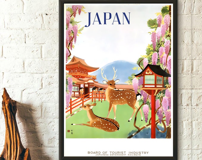 Vintage Japan Travel Print - Japan Travel Poster Japanese Art  Japan Poster Travel Wall Art Gift Idea Housewarming - Living Room Prints