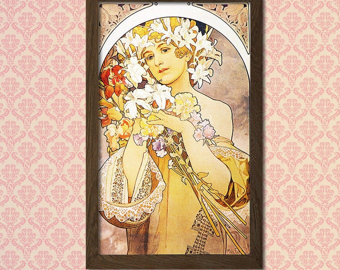 Alphonse Mucha Art Nouveau Poster Flower 1897  Vintage Print Reproduction  Unique Housewarming Gift