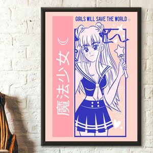 Wall Art Girls Will Save the World Poster - Poster femminista giapponese - Femminismo - Voto per le donne - Diritti delle donne Poster Wall Art