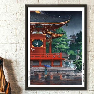 Asakusa Kannon Temple -Tsuchiya Koitsu Poster Ukiyo-e Art Edo Period Japanese Art Housewarming Japan Wall Art - Living Room Prints Wall Art