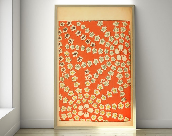 Japanese Floral Art Print: Ukiyo-e Style, Edo Period