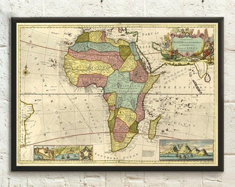 Year 1710 Map of Africa - Africa Map Wall Art Africa Print Birthday Gift Idea Housewarming African Poster Map Africa Poster Art Reproduction