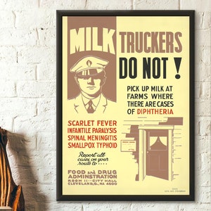 Vintage Diphtherie Meningitis Food Poster Einzigartiges KüchendekorcFDA WARN Wandkunst Geschenk