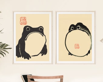 Set of 2 Prints - For Cottagecore Lovers - Cute frogs Wall Art