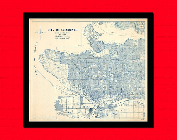 Map of Vancouver British Columbia Old map Art Reproduction Office decoration Vintage Retro Map Reproduction Vintage Mapt